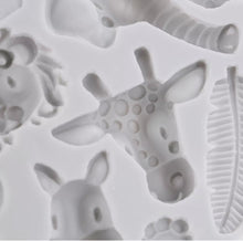 Load image into Gallery viewer, animal silicone mould  - lion monkey tiger elephant giraffe hippo - safari/forest/jungle theme