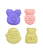 Load image into Gallery viewer, Christmas Cookie Cutter Stamp Santa Reindeer Carrot Milk Rudolph