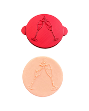 Load image into Gallery viewer, Flute glasses cookie debosser raised stamp wedding flute Pop Fizz Clink Salut