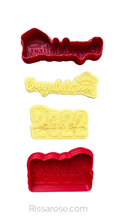Load image into Gallery viewer, Congratulations cookie cutter Class of 2022 cookie debosser raised stamp graduation cap