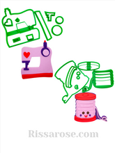 Load image into Gallery viewer, sewing machine and spindle cookie cutter set