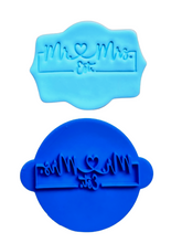 Load image into Gallery viewer, custom wedding cookie stamp - mr & mr est custom date, blank, or 2021 - welcome to our story "mr & mrs ets" blank