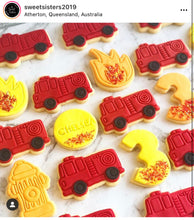 Load image into Gallery viewer, fire fighter cookie cutter truck engine fireman fondant embosser stop sign