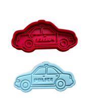 Load image into Gallery viewer, Police Elements Cookie Cutter Stamp Dog Policewoman Policeman Badge Car helicopter Walkie Talkie Flashlight Handcuff Hat