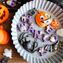 Load image into Gallery viewer, halloween alphabet silicone mould ghost pumpkin witch hat black cat