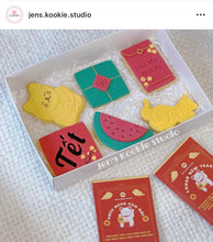 Load image into Gallery viewer, Vietnamese New Year Set Tet Cookie Cutter Stamp Floral Cat Watermelon Lantern Bamboo Sticky rice Bánh Chưng
