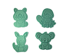 Load image into Gallery viewer, Australian animals cookie cutters and stamps - Koala wombat kangaroo platypus kookaburra Ibis