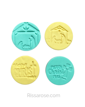 Load image into Gallery viewer, Traditional Christmas Nativity Scene Cookie Stamp Merry Christmas Baby Jesus Cross