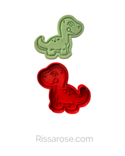 Load image into Gallery viewer, Dinosaurs cookie cutter stamp T-Rex Stegosaurus Brontosaurus Triceratops Pterodactyl