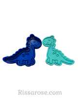 Load image into Gallery viewer, dinosaurs cookie cutter stamp t-rex stegosaurus brontosaurus tricerstops style a