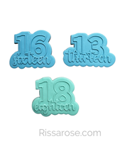 Load image into Gallery viewer, Number cookie cutter Letter combined birthday anniversary embosser 21 30 40 50 60 70 80