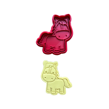 Load image into Gallery viewer, Farm animals cookie cutters and stamps - barn duck donkey chicken horse lamb cow bull pig