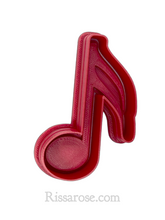Load image into Gallery viewer, music theme cookie cutter stamp - music note treble clef quarter beat cello saxophone quarter beat note