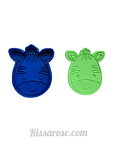Load image into Gallery viewer, safari zoo animals cookie cutters and stamps -zebra giraffe monkey lion tiger penguin panda zebra