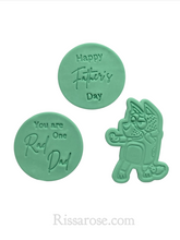 Load image into Gallery viewer, rad dad cookie stamps - blue dog dad happy father's day all 3
