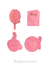 Load image into Gallery viewer, mother's day cookie cutter and stamp set - breakfast, card, coffee and carnations flower all 4