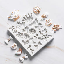 Load image into Gallery viewer, silicone silicon bow bows heart crown mould mold cake fondant sugarcraft soap princess theme
