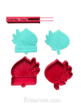 Load image into Gallery viewer, dried pampas grass palm bouquet cookie cutter leaf cookie cutter stamp embosser debosser both