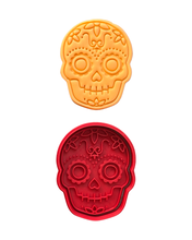 Load image into Gallery viewer, Day of the Dead Día de Muertos Sugar Skull Cookie Cutter Stamp Halloween Cinco de mayo