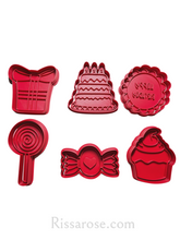 Load image into Gallery viewer, birthday element cookie cutter fondant embosser cake present lollipop candy cupcake happy birthday