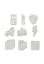 Load image into Gallery viewer, 90s Retro Cookie Cutter Stamp Game Roller Skates Thunder Cube Camera roll Floppy Disk