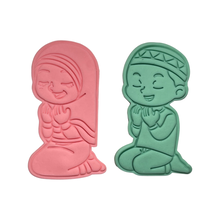 Load image into Gallery viewer, Muslim boy girl praying Cookie Fondant Eid Ramadan Embosser Hijab stamp