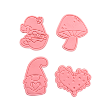 Load image into Gallery viewer, Gnome Cookie Cutter Stamp Heart Mushroom Valentine&#39;s day

