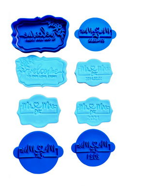 custom wedding cookie stamp - mr & mr est custom date, blank, or 2021 - welcome to our story