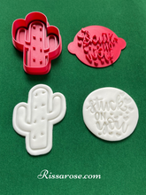 Load image into Gallery viewer, valentine's cookie cutter stuck on you cactus cookie cutter fondant embosser cake decoration