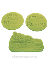 Load image into Gallery viewer, valentine cookie cutter stamp truck load of love set of 3
