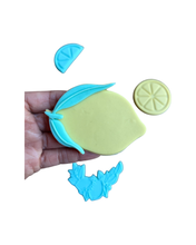 Load image into Gallery viewer, Lemon theme cookie cutter embosser half slice full slice baby shower