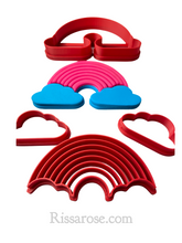 Load image into Gallery viewer, rainbow fondant cutter kit rainbow cookie cake cloud 7 colours