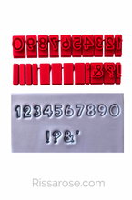 Load image into Gallery viewer, Debosser font Alphabets set Numbers Symbols set
