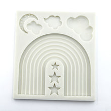 Load image into Gallery viewer, boho rainbow silicone mould clouds moon stars 8 carvities