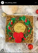 Load image into Gallery viewer, Christmas wreath Cookie Cutter Stamp Pine leaf Holly leaf Christmas bow