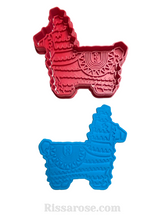 Load image into Gallery viewer, mexican theme cookie cutter stamp - llama, guitar, sombrero, lime piñata
