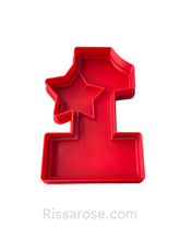 Load image into Gallery viewer, one cookie cutter stamp star cutter - first birthday, first anniversary 1 with star cutter stamp