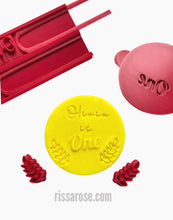 Load image into Gallery viewer, small one cookie debosser - first birthday, first anniversary debosser + 2 stamps