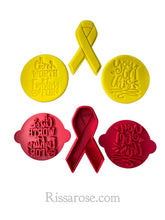 Load image into Gallery viewer, cancer cookie stamp- breast cancer ribbon got this flight for
