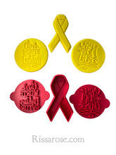 Load image into Gallery viewer, cancer cookie stamp- breast cancer ribbon got this flight for
