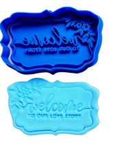 Load image into Gallery viewer, custom wedding cookie stamp - mr &amp; mr est custom date, blank, or 2021 - welcome to our story &quot;welcome to our story&quot; cutter and stamp
