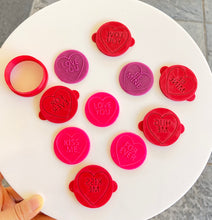 Load image into Gallery viewer, traditional candy hearts cookie debosser valentine's day cookie cutter stamp love heart conversation messages