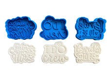 Load image into Gallery viewer, bridal cookie cutter and embosser - future mrs; i do crew; bride to be -hen's night - engagement - wedding all 3