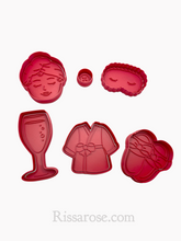 Load image into Gallery viewer, mother's day cookie cutter and stamp set - spa facial day cutter stamp - bubble wine spa set bathrobe slipper eye mask facial mum all 6