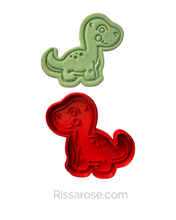 Load image into Gallery viewer, Dinosaurs cookie cutter stamp T-Rex Stegosaurus Brontosaurus Triceratops Pterodactyl
