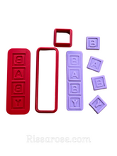 Load image into Gallery viewer, baby block cookie cutters debosser boy girl block alphabet uppercase