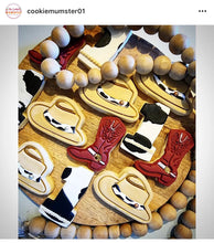 Load image into Gallery viewer, cowboy theme cookie cutter boot hat star leather