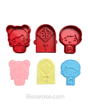 Load image into Gallery viewer, Chinese boy girl Cookie Cutter Stamp Mandarin Red Envelope