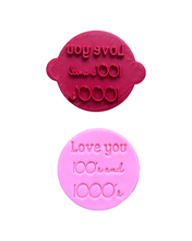 Load image into Gallery viewer, Love you Theme Cookie Cutter Stamp Love you 100's and 1000's  I love you to pieces