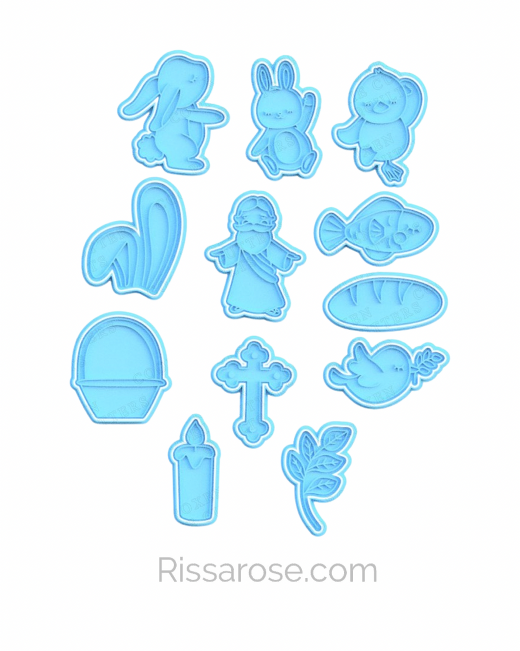 Happy Easter Sunday Theme Cookie Cutter Stamp Rabbit Jesus Cross